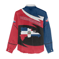Dominican Republic Flag Women Casual Shirt with Map National Coat of Arms Island Silhouette - Wonder Print Shop