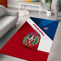 Dominican Republic Flag Area Rug with Map National Coat of Arms Island Silhouette - Wonder Print Shop
