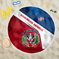 Dominican Republic Flag Beach Blanket with Map National Coat of Arms Island Silhouette - Wonder Print Shop