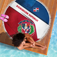 Dominican Republic Flag Beach Blanket with Map National Coat of Arms Island Silhouette - Wonder Print Shop