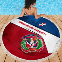 Dominican Republic Flag Beach Blanket with Map National Coat of Arms Island Silhouette - Wonder Print Shop