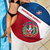 Dominican Republic Flag Beach Blanket with Map National Coat of Arms Island Silhouette - Wonder Print Shop