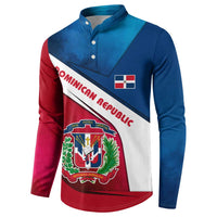 Dominican Republic Flag Button Sweatshirt with Map National Coat of Arms Island Silhouette - Wonder Print Shop