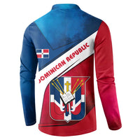 Dominican Republic Flag Button Sweatshirt with Map National Coat of Arms Island Silhouette - Wonder Print Shop