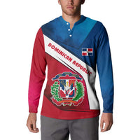 Dominican Republic Flag Button Sweatshirt with Map National Coat of Arms Island Silhouette - Wonder Print Shop