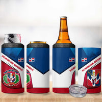 Dominican Republic Flag 4 in 1 Can Cooler Tumbler with Map National Coat of Arms Island Silhouette - Wonder Print Shop