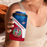 Dominican Republic Flag 4 in 1 Can Cooler Tumbler with Map National Coat of Arms Island Silhouette - Wonder Print Shop
