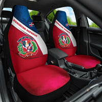 Dominican Republic Flag Car Seat Cover with Map National Coat of Arms Island Silhouette - Wonder Print Shop