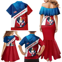 Dominican Republic Flag Family Matching Mermaid Dress and Hawaiian Shirt with Map National Coat of Arms Island Silhouette - Wonder Print Shop
