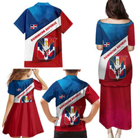 Dominican Republic Flag Family Matching Puletasi and Hawaiian Shirt with Map National Coat of Arms Island Silhouette - Wonder Print Shop