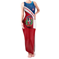 Dominican Republic Flag Family Matching Tank Maxi Dress and Hawaiian Shirt with Map National Coat of Arms Island Silhouette - Wonder Print Shop