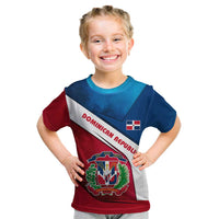 Dominican Republic Flag Kid T Shirt with Map National Coat of Arms Island Silhouette - Wonder Print Shop