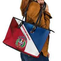Dominican Republic Flag Leather Tote Bag with Map National Coat of Arms Island Silhouette - Wonder Print Shop