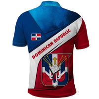 Dominican Republic Flag Polo Shirt with Map National Coat of Arms Island Silhouette - Wonder Print Shop