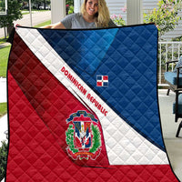 Dominican Republic Flag Quilt with Map National Coat of Arms Island Silhouette - Wonder Print Shop