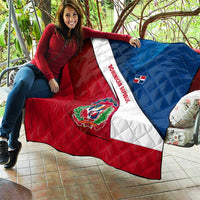 Dominican Republic Flag Quilt with Map National Coat of Arms Island Silhouette - Wonder Print Shop