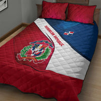 Dominican Republic Flag Quilt Bed Set with Map National Coat of Arms Island Silhouette - Wonder Print Shop