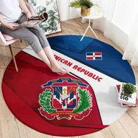 Dominican Republic Flag Round Carpet with Map National Coat of Arms Island Silhouette - Wonder Print Shop