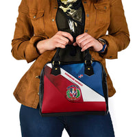 Dominican Republic Flag Shoulder Handbag with Map National Coat of Arms Island Silhouette - Wonder Print Shop
