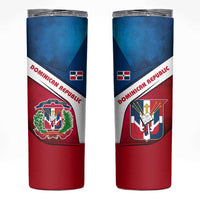Dominican Republic Flag Skinny Tumbler with Map National Coat of Arms Island Silhouette - Wonder Print Shop