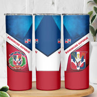 Dominican Republic Flag Skinny Tumbler with Map National Coat of Arms Island Silhouette - Wonder Print Shop
