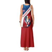 Dominican Republic Flag Tank Maxi Dress with Map National Coat of Arms Island Silhouette - Wonder Print Shop