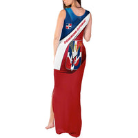 Dominican Republic Flag Tank Maxi Dress with Map National Coat of Arms Island Silhouette - Wonder Print Shop