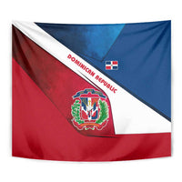 Dominican Republic Flag Tapestry with Map National Coat of Arms Island Silhouette - Wonder Print Shop