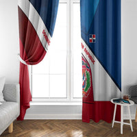 Dominican Republic Flag Window Curtain with Map National Coat of Arms Island Silhouette - Wonder Print Shop