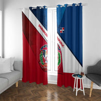 Dominican Republic Flag Window Curtain with Map National Coat of Arms Island Silhouette - Wonder Print Shop