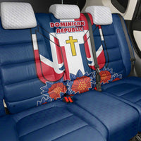 Dominican Republic Flag Back Car Seat Cover with Cross and Floral Design Red Blue Pattern - Wonder Print Shop