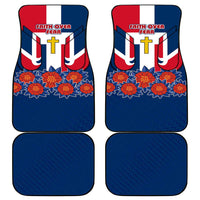 Dominican Republic Flag Car Mats with Cross and Floral Design Red Blue Pattern - Wonder Print Shop