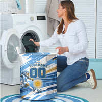 Personalized Argentina Football Champions Laundry Basket Sun Of May Lion Mascot - Style of King