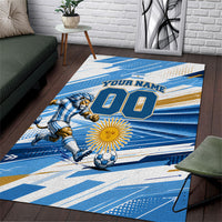 Personalized Argentina Football Champions Area Rug Sun Of May Lion Mascot - Style of King