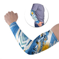 Personalized Argentina Football Champions Arm Sleeves Sun Of May Lion Mascot - Style of King
