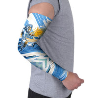 Personalized Argentina Football Champions Arm Sleeves Sun Of May Lion Mascot - Style of King