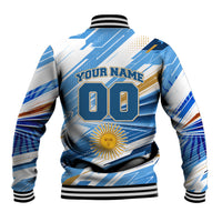 Personalized Argentina Football Champions Baseball Jacket Sun Of May Lion Mascot - Style of King