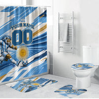 Personalized Argentina Football Champions Bathroom Set Sun Of May Lion Mascot - Style of King