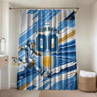 Personalized Argentina Football Champions Bathroom Set Sun Of May Lion Mascot - Style of King