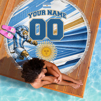 Personalized Argentina Football Champions Beach Blanket Sun Of May Lion Mascot - Style of King