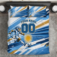 Personalized Argentina Football Champions Bedding Set Sun Of May Lion Mascot - Style of King