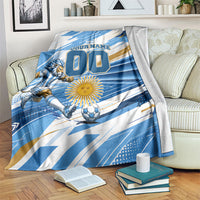 Personalized Argentina Football Champions Blanket Sun Of May Lion Mascot - Style of King