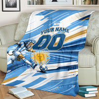 Personalized Argentina Football Champions Blanket Sun Of May Lion Mascot - Style of King