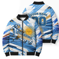 Personalized Argentina Football Champions Bomber Puffer Jacket Sun Of May Lion Mascot - Style of King