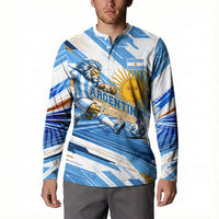 Personalized Argentina Football Champions Button Sweatshirt Sun Of May Lion Mascot - Style of King