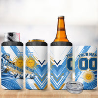 Personalized Argentina Football Champions 4 in 1 Can Cooler Tumbler Sun Of May Lion Mascot - Style of King