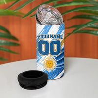 Personalized Argentina Football Champions 4 in 1 Can Cooler Tumbler Sun Of May Lion Mascot - Style of King