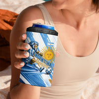 Personalized Argentina Football Champions 4 in 1 Can Cooler Tumbler Sun Of May Lion Mascot - Style of King