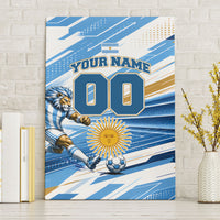 Personalized Argentina Football Champions Canvas Wall Art Sun Of May Lion Mascot - Style of King