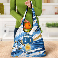 Personalized Argentina Football Champions Grocery Bag Sun Of May Lion Mascot - Style of King